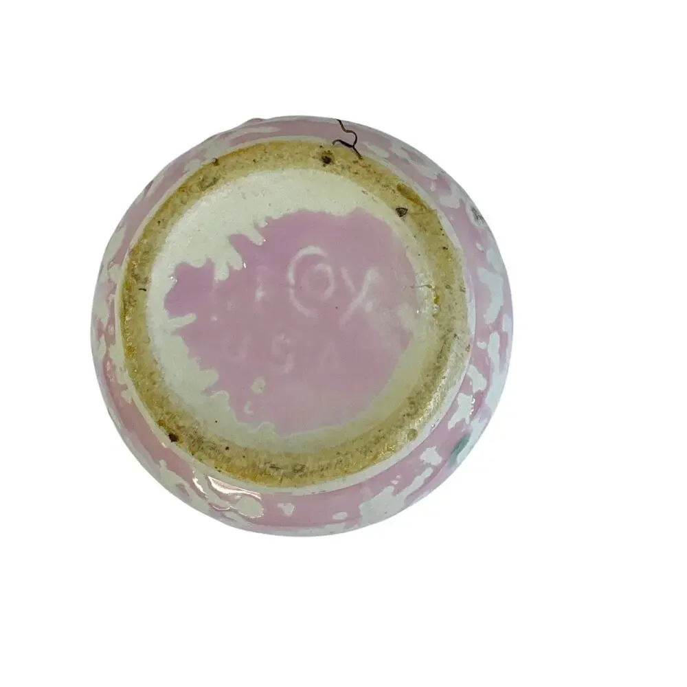 Vintage McCoy Pink Spongeware Art Pottery Bud Vase 7